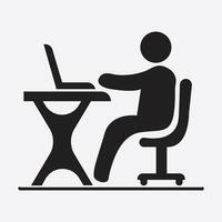 Businessman Working on Computer Vector illustration