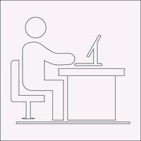 Businessman Working on Computer Vector illustration