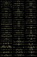 Golden color page Divider And Design Elements. Set of Various Simple Black Divider Design, Assorted Divider Collection Template Vector. Collection of floral dividers elements mega decoration vector