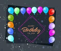 Happy birthday to you text with balloon and confetti decoration element for birth day celebration greeting card design. Vector illustration