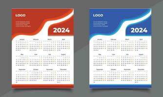 Calendar Design Template. One-page or wall calendar design. vector