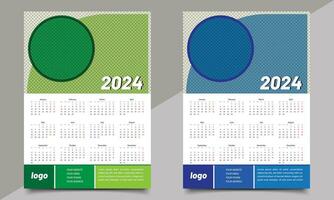 Calendar Design Template. One-page or wall calendar design. vector