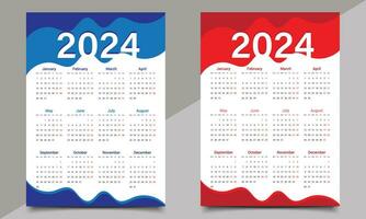 Calendar Design Template. One page or wall calendar design. vector