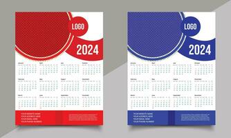 Creative calendar design. Wall or one-page calendar design template. vector