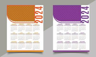 Calendar design. One-page calendar. Print calendar design template vector