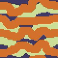 a pixel art pattern with orange and green stripes vector