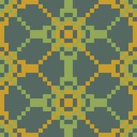a pixel pattern with green, yellow and brown colors vector
