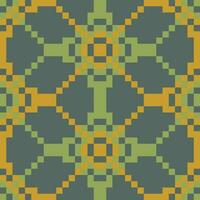 a pixel pattern with green, yellow and brown colors vector