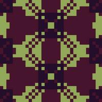 a pixel style pattern with green and purple colors vector