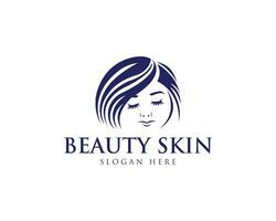 Beauty skin or Luxury woman hair salon logo design concept vector template.