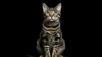 3D Render of a Striped Kitten isolated on black background Generative AI photo