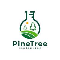 Pine Tree with Lab logo design vector. Creative Pine Tree logo concepts template vector