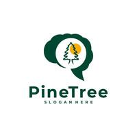 Pine Tree with Brain logo design vector. Creative Pine Tree logo concepts template vector