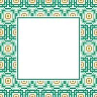 an abstract square frame with a green and orange pattern vector