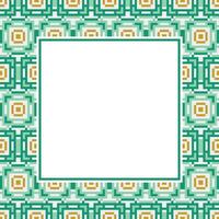 an abstract square frame with a green and orange pattern vector