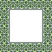 cross stitch pattern with square frame in green and white vector