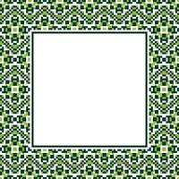 cross stitch pattern with square frame in green and white vector