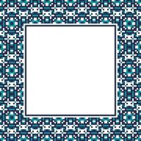 a square frame with blue and white geometric pattern vector