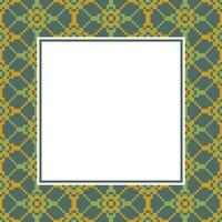 an abstract square frame with a green and yellow pattern vector