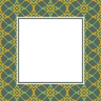 an abstract square frame with a green and yellow pattern vector