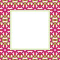 a square frame with pink and green geometric pattern vector