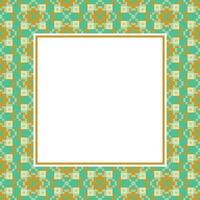 an abstract square frame with a green and orange pattern vector