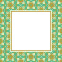 an abstract square frame with a green and orange pattern vector