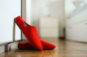 Red home slippers photo