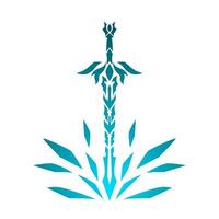 vector graphics illustration of tribal art fantasy sword with elements of ice