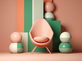 3D render Easter chair with eggs in the background AI Generative photo