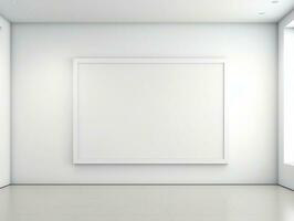 3D render blank white gallery wall frame mockup AI Generative photo