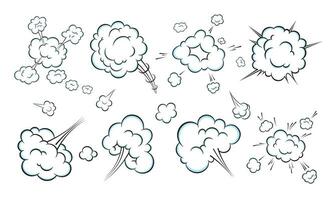 Smelling pop art comic book cartoon fart cloud flat style design vector illustration set.