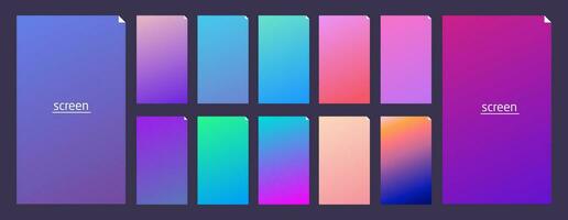 Soft pastel gradient smooth and vibrant color background set for devices vector