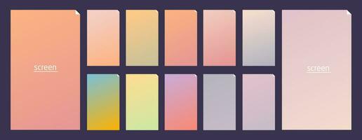 Soft pastel gradient smooth and vibrant color background set for devices vector