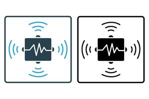 advanced sensors icon. sensor with data waves. icon related to technology. solid icon style. simple vector design editable