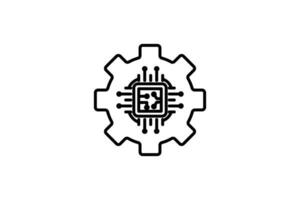 Human centric design icon. human with gears. human welfare, safety, and industrial environments. icon related to industry, technology. line icon style. simple vector design editable