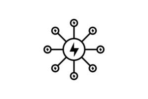 smart grid icon. Grid with interconnected energy sources. icon related to industry, technology. line icon style. simple vector design editable