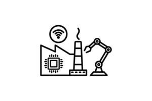 smart factory icon. smart technology for automation, efficiency and real-time monitoring in manufacturing. icon related to technology. line icon style. simple vector design editable