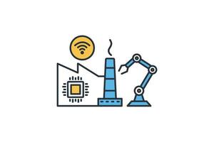 smart factory icon. smart technology for automation, efficiency and real-time monitoring in manufacturing. icon related to technology. flat line icon style. simple vector design editable