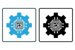Human centric design icon. human with gears. human welfare, safety, and industrial environments. icon related to industry, technology. solid icon style. simple vector design editable