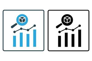 grande datos analítica icono. aumentador vaso terminado datos analítica cartas icono relacionado a industria, tecnología. sólido icono estilo. sencillo vector diseño editable