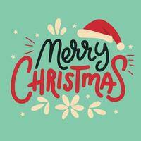 Merry Christmas lettering. Handwriting text banner Merry Christmas square composition. Hand drawn vector art.