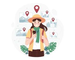 Vacation traveler character vector