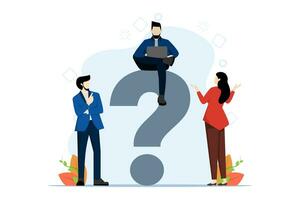 frequently asked questions concept, frequently asked questions around exclamation marks and question marks, question answer metaphor, FAQ for landing pages, mobile apps, web banners, infographics. vector