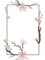 Sakura Border Frame PNG Transparent Background Ai Generative