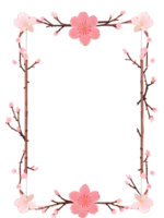 Sakura Border Frame PNG Transparent Background Ai Generative