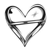 black and white drawing of a heart vector