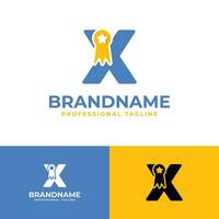 Letter X Medallion Logo, suitable for business related to medal, victory, champ with X initial. vector