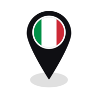 drapeau de Italie drapeau sur carte localiser icône isolé noir Couleur png