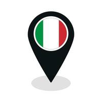 bandera de Italia bandera en mapa determinar con precisión icono aislado negro color vector